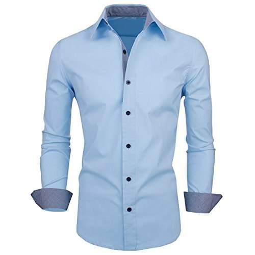 Men Blue Plain Cotton Shirt by R2O