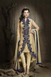 Golden And Blue Designer Ladies Suits