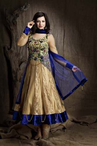 Golden Blue Anarkali Suits by Orange International