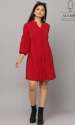 Cherry Red Plain Western One Piece Tunic
