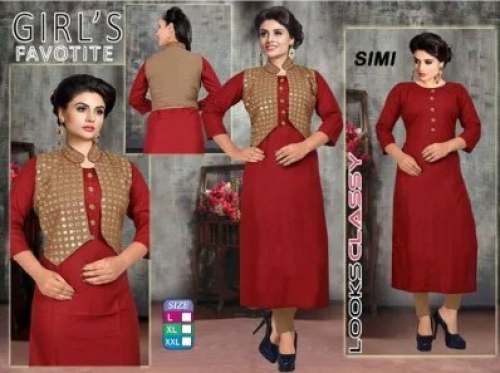 Fancy Cotton Jacket Style Kurti by S R and Sons