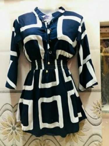 Fancy Full Sleeve Blue Rayon Top 