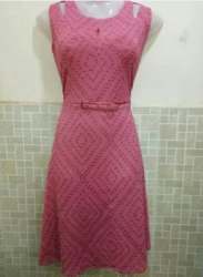 Sleeveless Rayon Pink One Piece Dress 