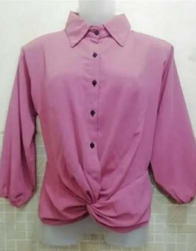 Stylish Pink Girls Plain Shirt  by S R and Sons