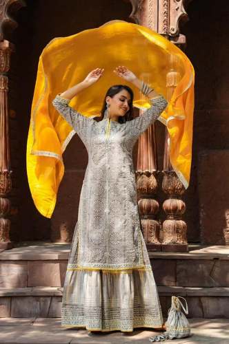 Party Wear Jaipuri Sharara Suit  by Kurti Nest