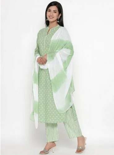 Formal Wear Cotton Pista Green Suit 