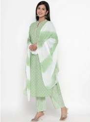 Formal Wear Cotton Pista Green Suit 