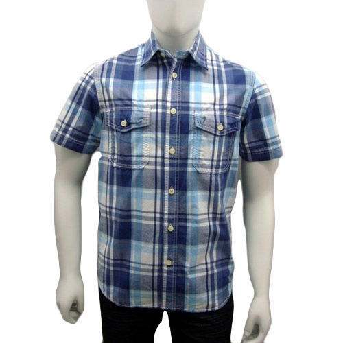 Men Cotton Checks Half Sleeve Shirt by Prachi Enterprises