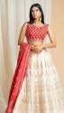 Designer Red And White Lehenga Choli For Women