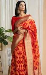 New Arrival Red Organza Silk Saree For Women