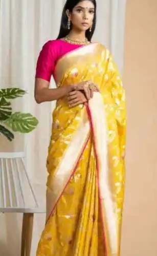 New Collection Yellow Banarasi Saree For Women