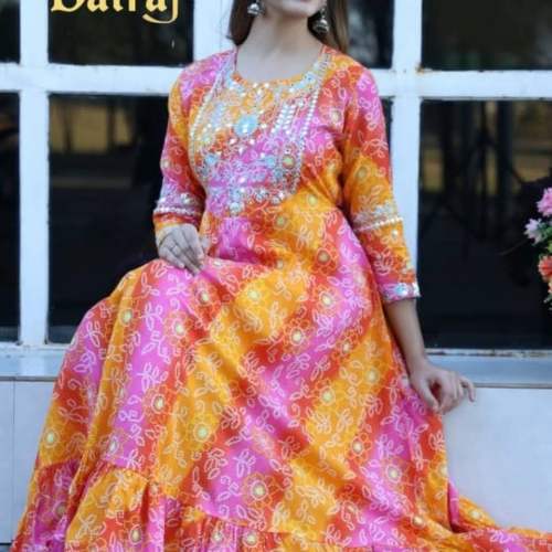 Bandhani Printed Long Gown by Mani Exports