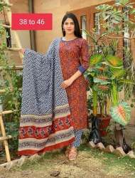 Hand Block Printed Cotton Suit by Mani Exports