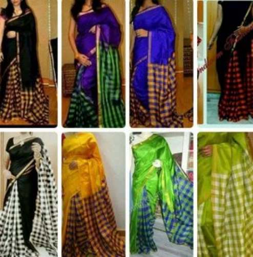 Stylish Silk Cotton Checks Saree  by Hashvitha Boutique