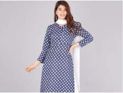 Navy Blue Collar Neck