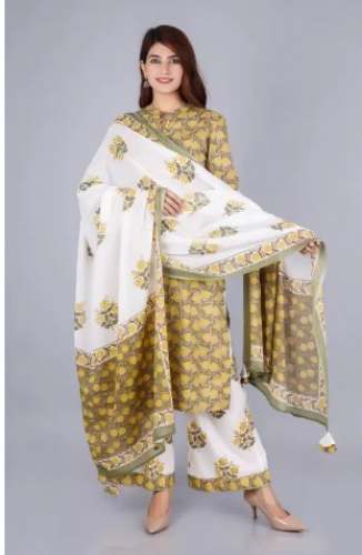 Women Kurta and Palazzo Set Pure Cotton