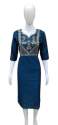Straight Embroidered Neck Silk Kurti