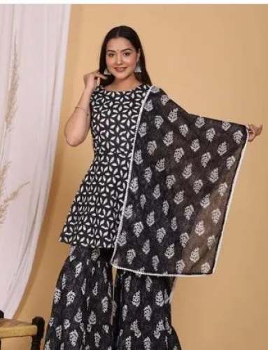 Festival wear Black Sharara Suit  by Radha Fabrics