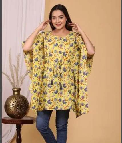 Yellow Color Short Printed Kaftan by Radha Fabrics