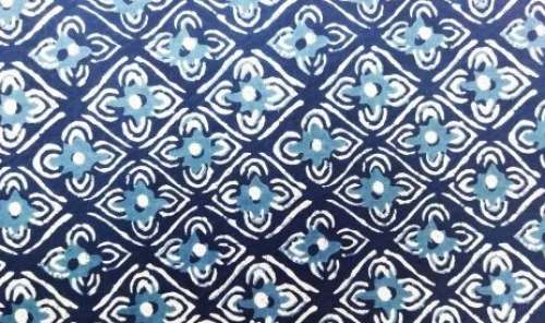 Buy Indigo Block Printed Fabric  by SS Sanganeri Prints