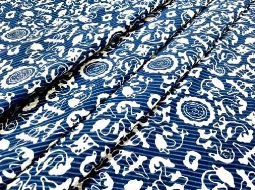 Indigo Printed Fabric At Wholesale by SS Sanganeri Prints