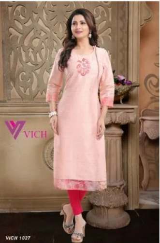Light Pink Long Straight Kurti