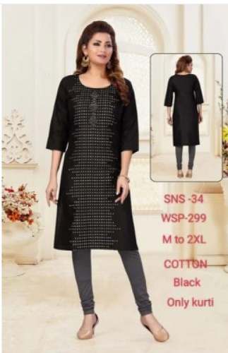 Small Checks Design Black Kurti SNS 34 by Vich Pvt Ltd