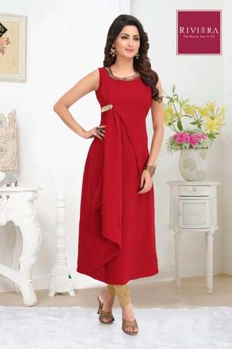 A Line Plain Party Wear kurti by Fusion Designs