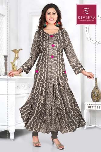 Floor Length Long Ghera Kurti by Riviera