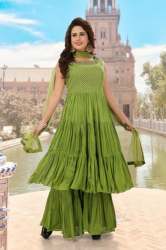 Mehendi Green Party Wear Palazzo Suit 