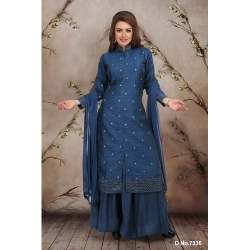 Party wear Silk Blue Palazzo Set 7336