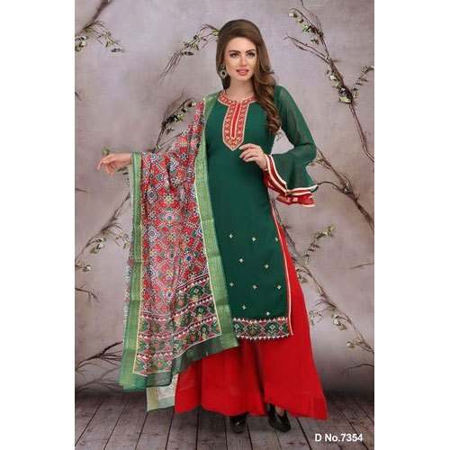 Trendy Green and Red Palazzo Suit Collection 7354 by Salsa