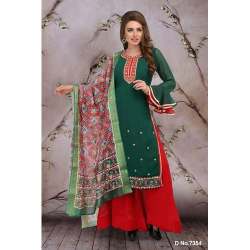 Trendy Green and Red Palazzo Suit Collection 7354