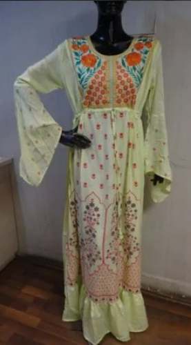  Embroidery Work Cotton Full Sleeves Kaftan by D E Corp