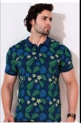 Mens Printed Polo Neck T Shirt