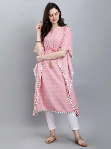 Fancy Kaftan With Pure Cotton And Lace border