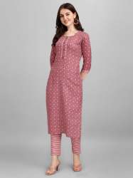 SU 205 Onion Cotton Kurti Pant Set 
