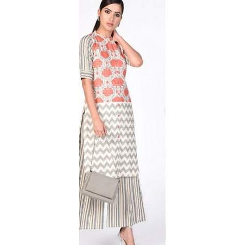 Ladies Cotton Kurti With palazzo set by Charu Faishon Collections