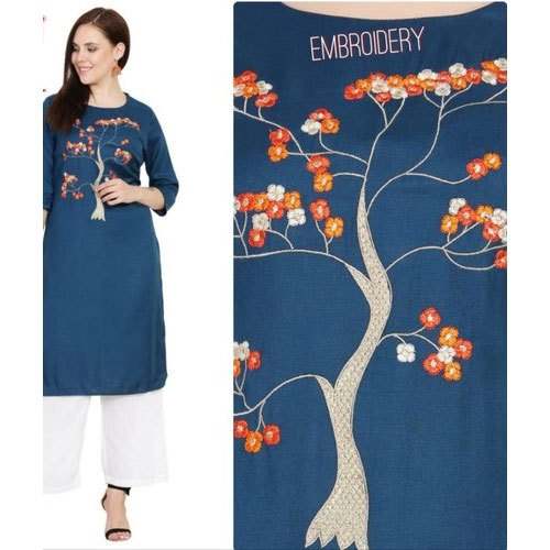 Ladies Rayon Embroidered Kurti