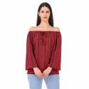 Maroon Printed Off Shoulder Top