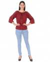 Maroon Printed Off Shoulder Top thumb 1
