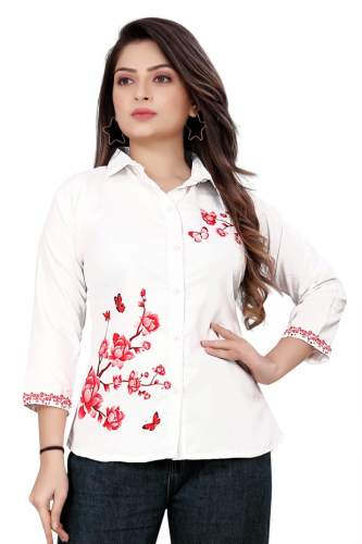 Long Sleeves Twill Self-Design Shirt for Girls by maxeer collection