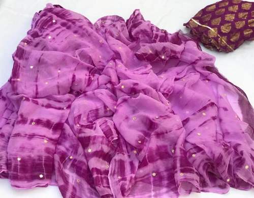 Pure chiffon shibori dyed saree  by Sarovar saree