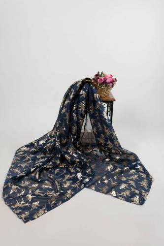 Floral Butta Foil Printed Organza Fabric by Vogzy
