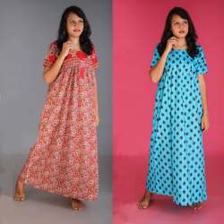 Flower & Butterfly Design-Red & Sky Blue-Pack Of 2