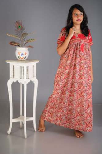 Flowers Design Nighty- (Red)