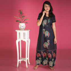 Gujari Design Nighty - (Navy Blue)