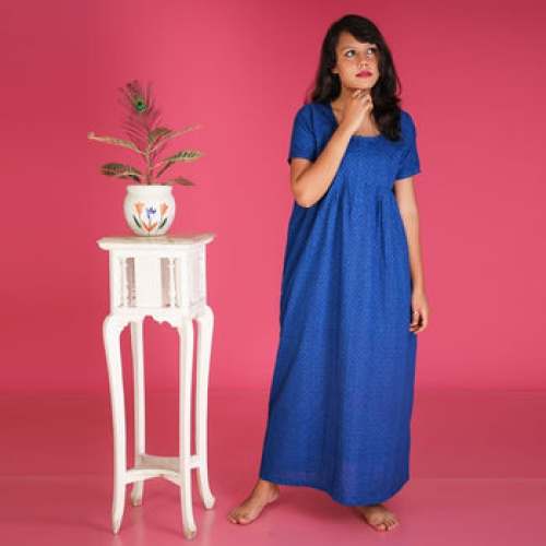 Sun Flower Design Nighty - (Dark Blue)