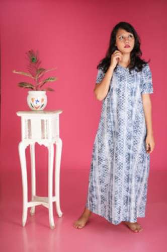 Zig-Zag Design Nighty - (Frost Grey)
