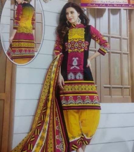 Fancy Printed Punjabi Dress Material  by Hitesh suit collection